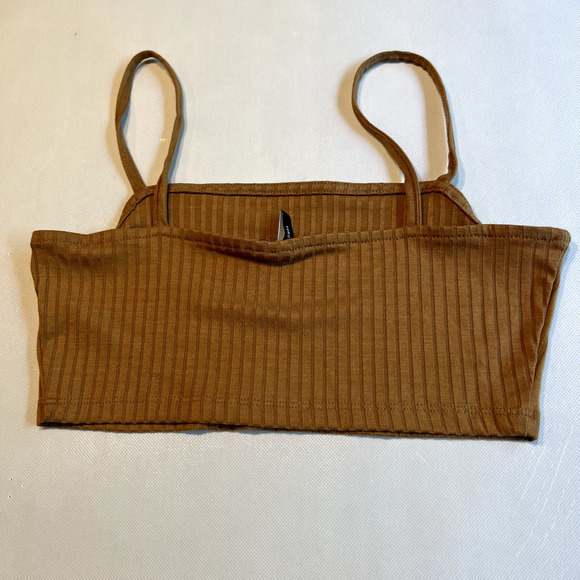 VERO‎ MODA Womens Lucy Rib Crop Top Tobacco Brown size Small - Picture 9 of 10